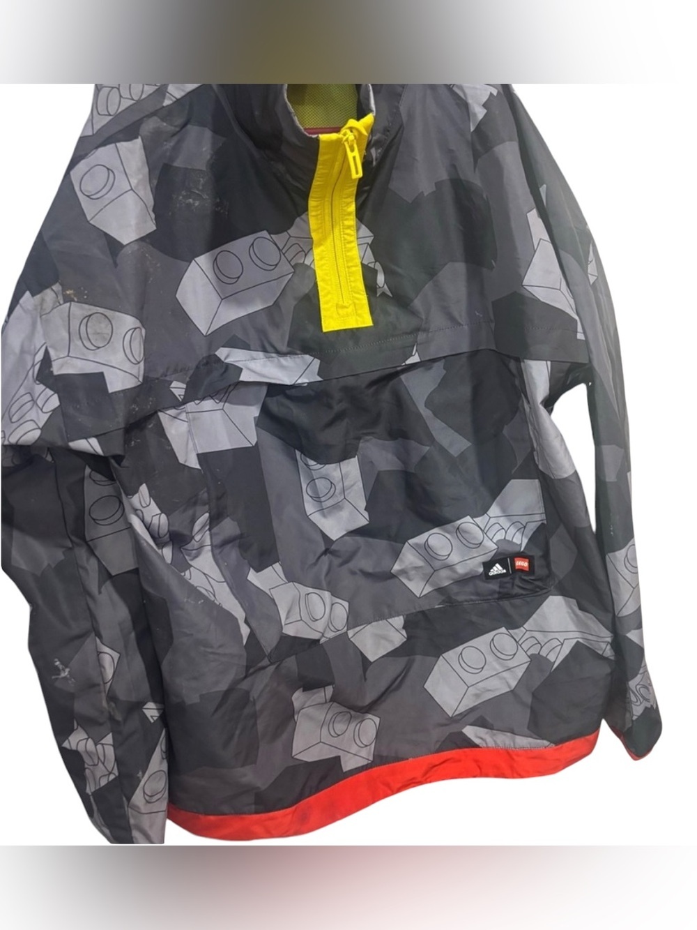 ADIDAS x LEGO Kids Brick Print Packable Windbreaker Jacket Size 13-14